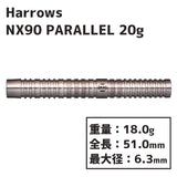 Harrows NX90 PARALLEL 20g Darts Barrel 2BA