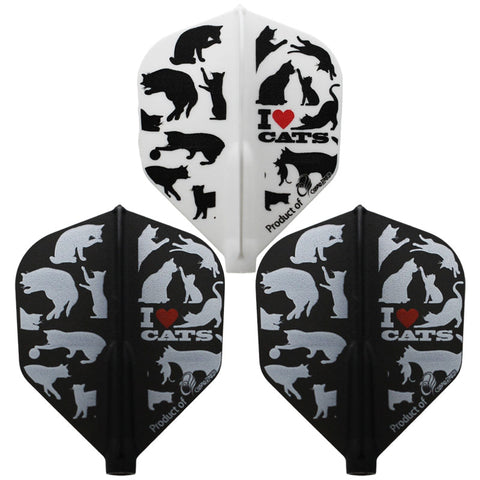 Fit Flight Printed I LOVE CATS Shape Darts Flight - Dartsbuddy.com